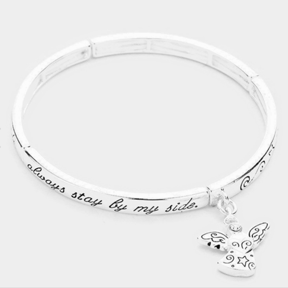 Guardian Angel Stretch Bangle Bracelet with Angel Charm NWT